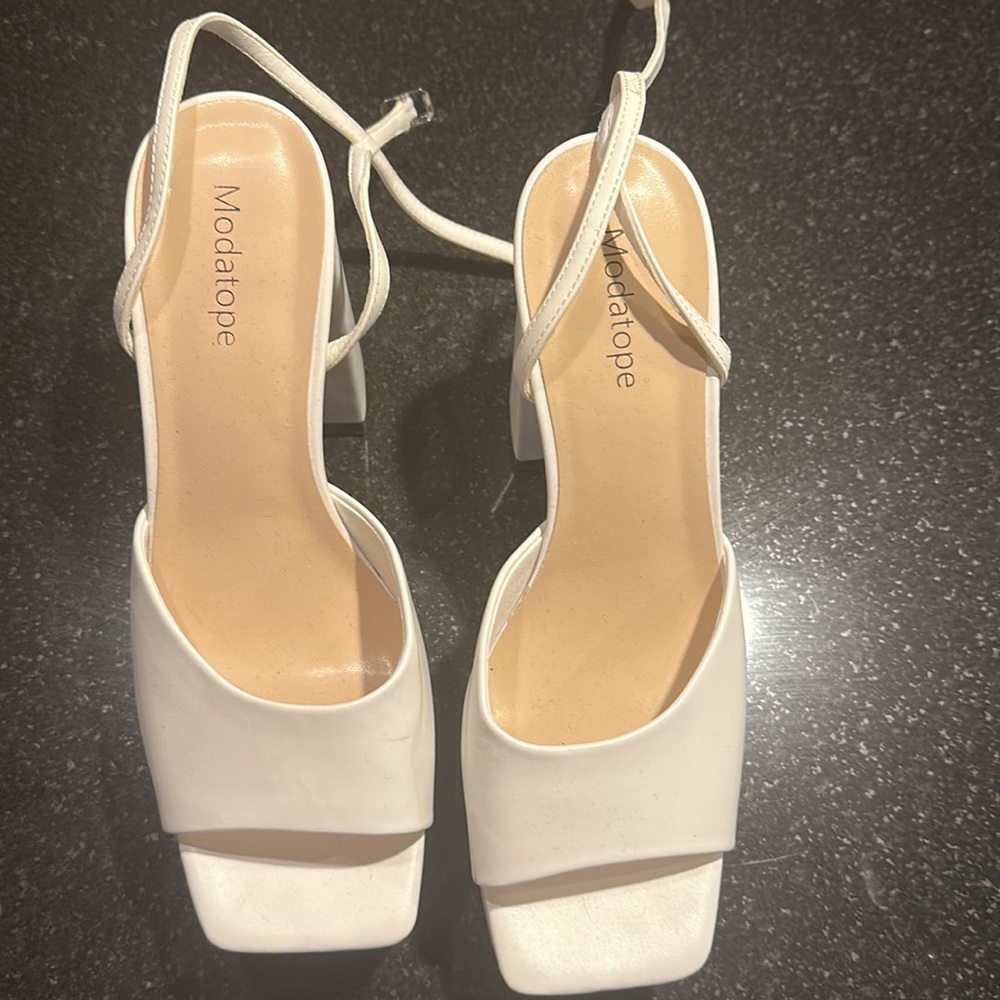 Platform white heels